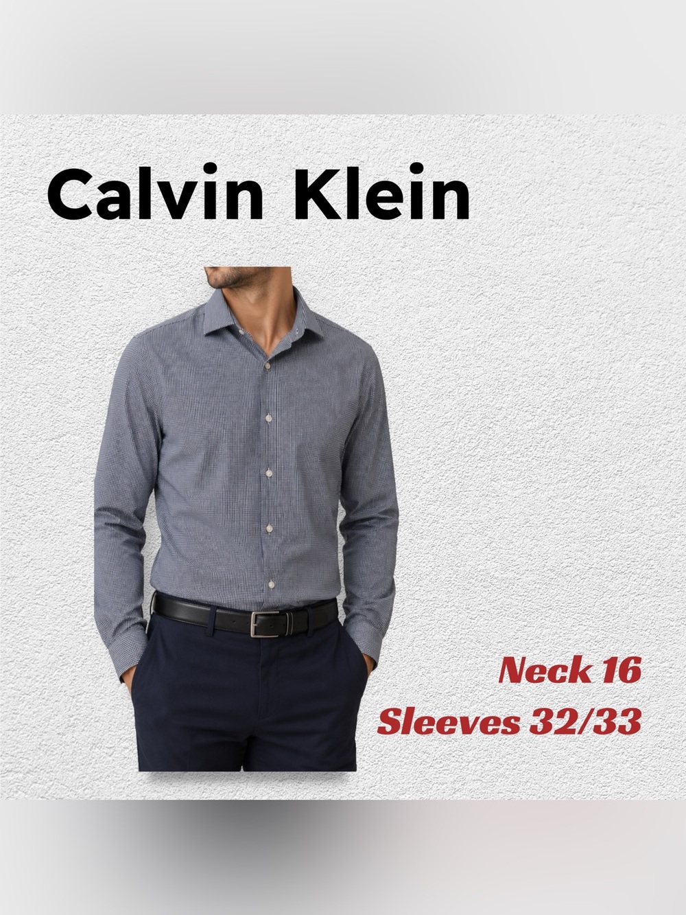 🇺🇸👍VGUC CALVIN KLEIN |N16 S32/33| Steel Slim fit White & Blue Plaid Dress Shirt